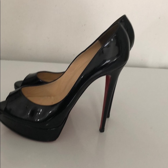 Christian Louboutin Lady Peep Patent Red SolePump - Picture 3 of 8